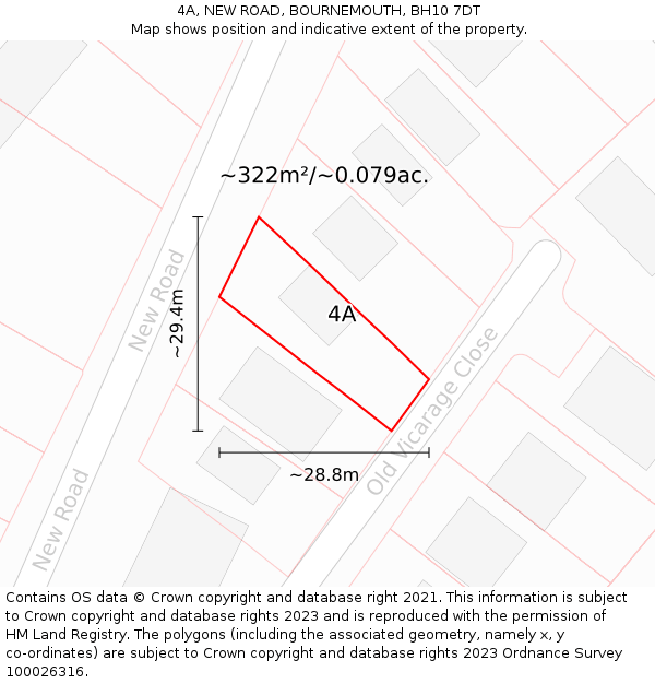 4A, NEW ROAD, BOURNEMOUTH, BH10 7DT: Plot and title map