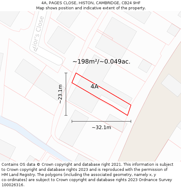 4A, PAGES CLOSE, HISTON, CAMBRIDGE, CB24 9HF: Plot and title map