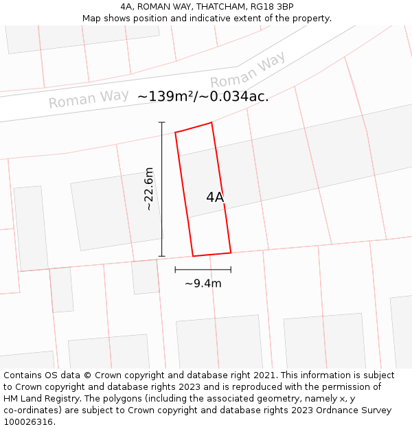 4A, ROMAN WAY, THATCHAM, RG18 3BP: Plot and title map