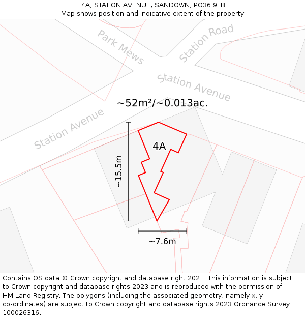 4A, STATION AVENUE, SANDOWN, PO36 9FB: Plot and title map