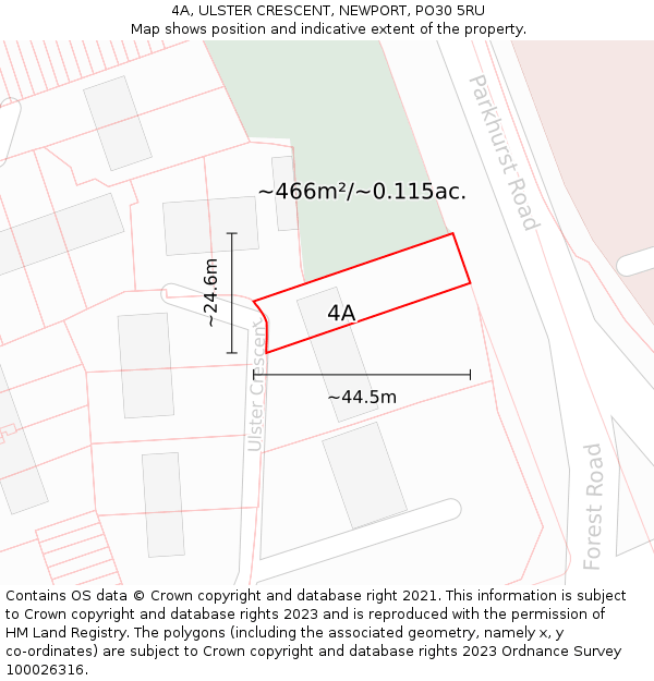 4A, ULSTER CRESCENT, NEWPORT, PO30 5RU: Plot and title map