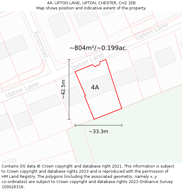 4A, UPTON LANE, UPTON, CHESTER, CH2 1EB: Plot and title map