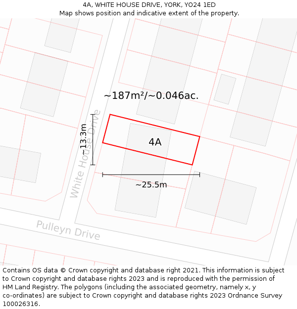 4A, WHITE HOUSE DRIVE, YORK, YO24 1ED: Plot and title map