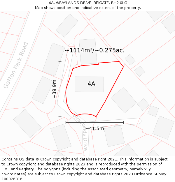 4A, WRAYLANDS DRIVE, REIGATE, RH2 0LG: Plot and title map