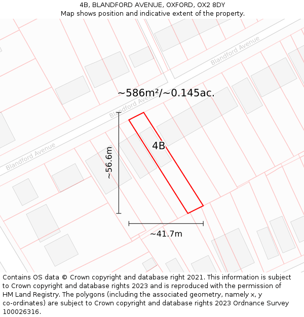 4B, BLANDFORD AVENUE, OXFORD, OX2 8DY: Plot and title map