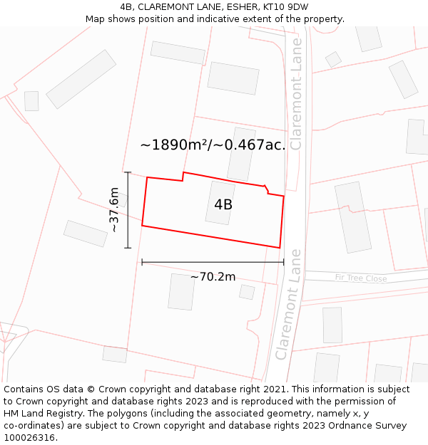 4B, CLAREMONT LANE, ESHER, KT10 9DW: Plot and title map