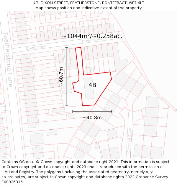 4B, DIXON STREET, FEATHERSTONE, PONTEFRACT, WF7 6LT: Plot and title map