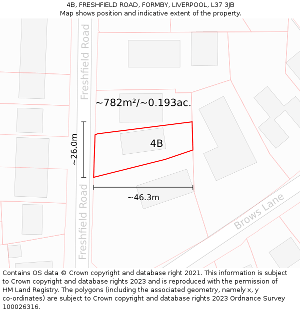 4B, FRESHFIELD ROAD, FORMBY, LIVERPOOL, L37 3JB: Plot and title map