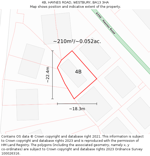 4B, HAYNES ROAD, WESTBURY, BA13 3HA: Plot and title map