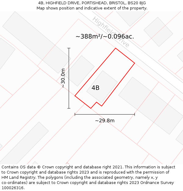 4B, HIGHFIELD DRIVE, PORTISHEAD, BRISTOL, BS20 8JG: Plot and title map