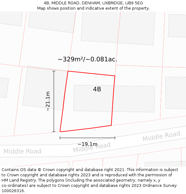 4B, MIDDLE ROAD, DENHAM, UXBRIDGE, UB9 5EG: Plot and title map