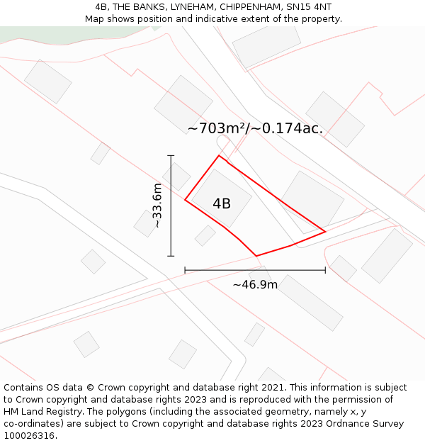 4B, THE BANKS, LYNEHAM, CHIPPENHAM, SN15 4NT: Plot and title map