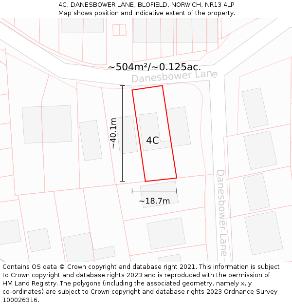 4C, DANESBOWER LANE, BLOFIELD, NORWICH, NR13 4LP: Plot and title map