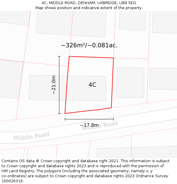 4C, MIDDLE ROAD, DENHAM, UXBRIDGE, UB9 5EG: Plot and title map