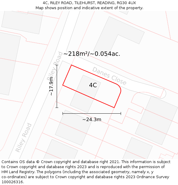 4C, RILEY ROAD, TILEHURST, READING, RG30 4UX: Plot and title map