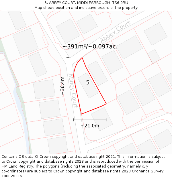 5, ABBEY COURT, MIDDLESBROUGH, TS6 9BU: Plot and title map