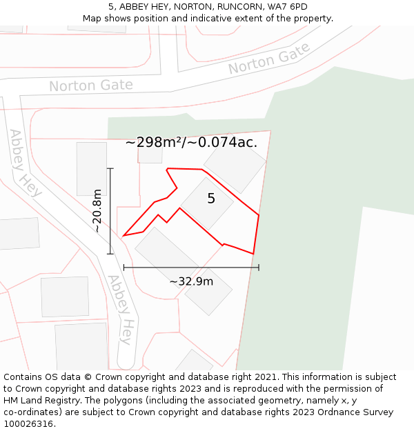 5, ABBEY HEY, NORTON, RUNCORN, WA7 6PD: Plot and title map