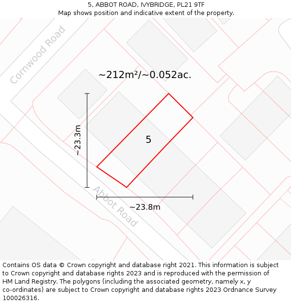 5, ABBOT ROAD, IVYBRIDGE, PL21 9TF: Plot and title map