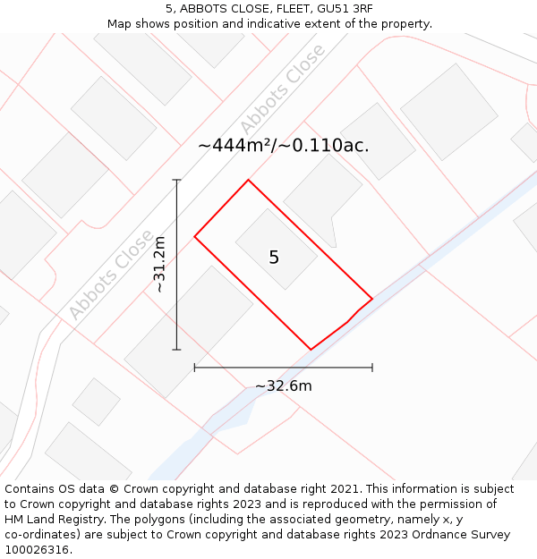 5, ABBOTS CLOSE, FLEET, GU51 3RF: Plot and title map