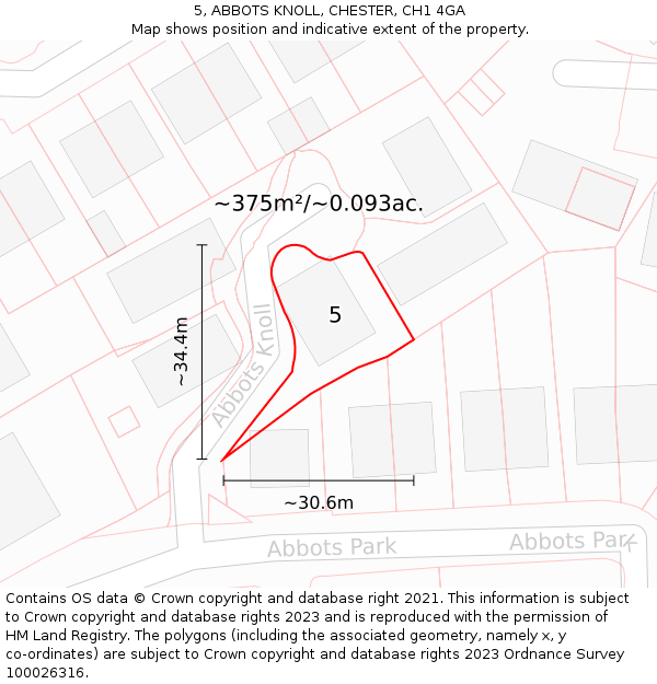 5, ABBOTS KNOLL, CHESTER, CH1 4GA: Plot and title map