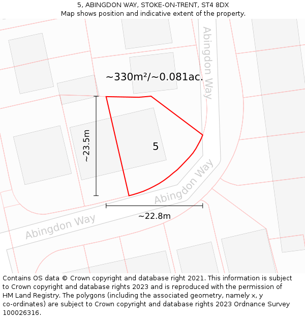 5, ABINGDON WAY, STOKE-ON-TRENT, ST4 8DX: Plot and title map