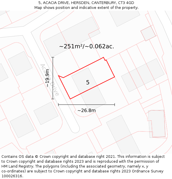 5, ACACIA DRIVE, HERSDEN, CANTERBURY, CT3 4GD: Plot and title map