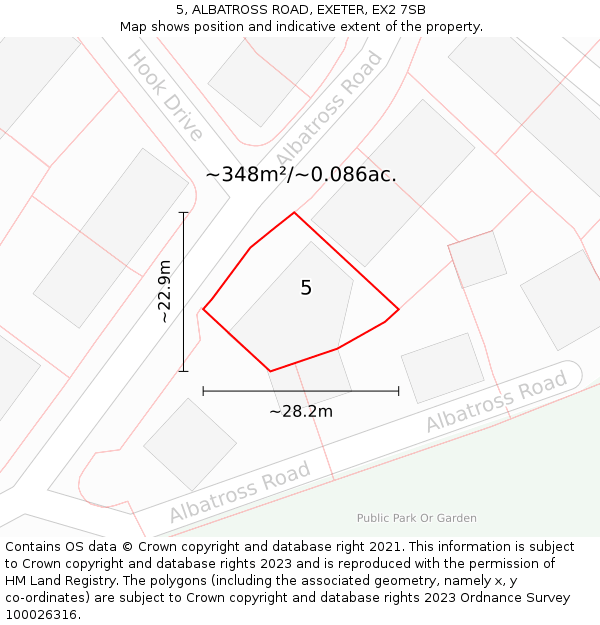 5, ALBATROSS ROAD, EXETER, EX2 7SB: Plot and title map