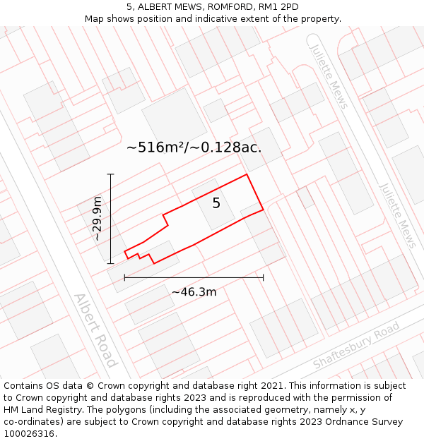 5, ALBERT MEWS, ROMFORD, RM1 2PD: Plot and title map