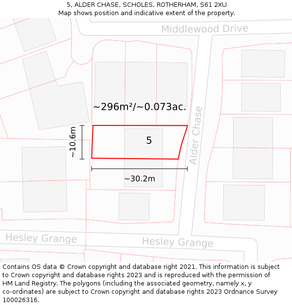 5, ALDER CHASE, SCHOLES, ROTHERHAM, S61 2XU: Plot and title map