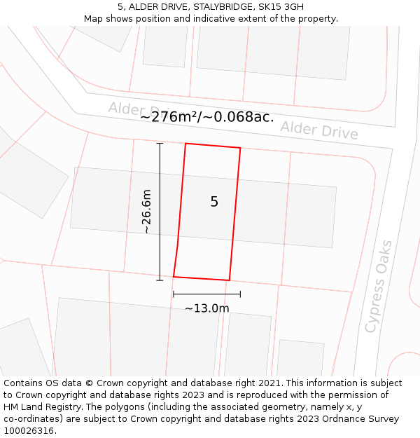 5, ALDER DRIVE, STALYBRIDGE, SK15 3GH: Plot and title map