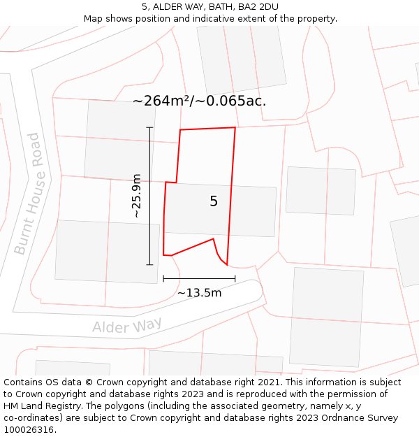 5, ALDER WAY, BATH, BA2 2DU: Plot and title map