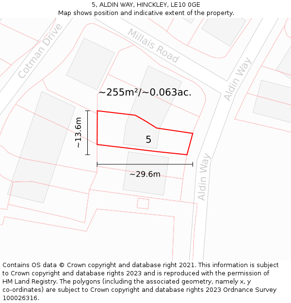 5, ALDIN WAY, HINCKLEY, LE10 0GE: Plot and title map