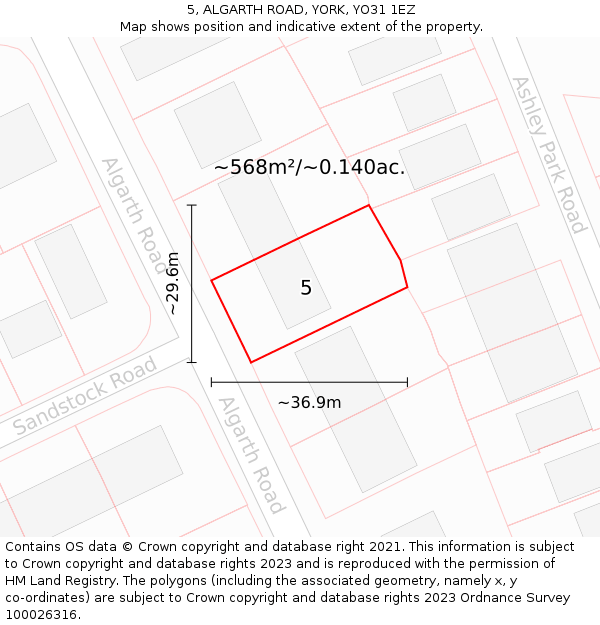 5, ALGARTH ROAD, YORK, YO31 1EZ: Plot and title map