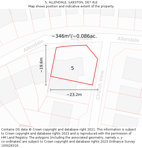 5, ALLENDALE, ILKESTON, DE7 4LE: Plot and title map