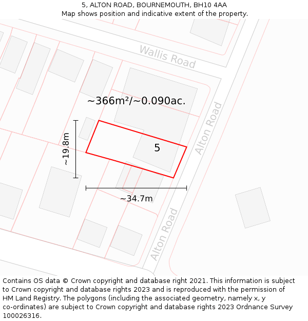5, ALTON ROAD, BOURNEMOUTH, BH10 4AA: Plot and title map