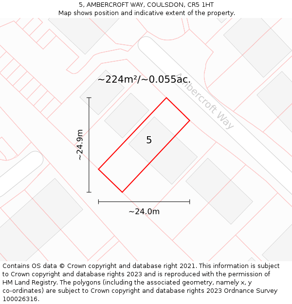 5, AMBERCROFT WAY, COULSDON, CR5 1HT: Plot and title map