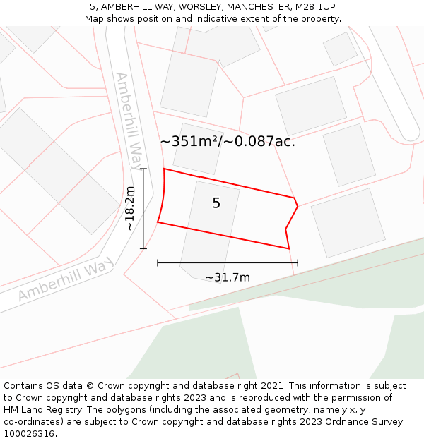 5, AMBERHILL WAY, WORSLEY, MANCHESTER, M28 1UP: Plot and title map