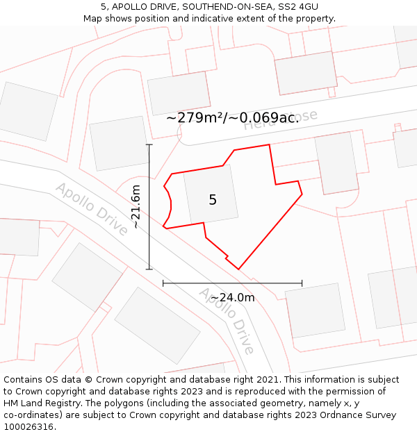 5, APOLLO DRIVE, SOUTHEND-ON-SEA, SS2 4GU: Plot and title map