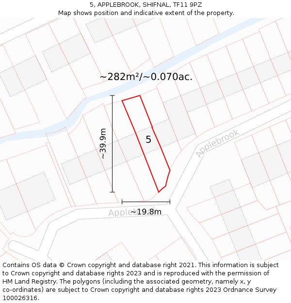 5, APPLEBROOK, SHIFNAL, TF11 9PZ: Plot and title map