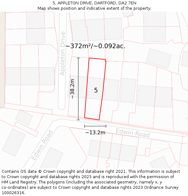 5, APPLETON DRIVE, DARTFORD, DA2 7EN: Plot and title map