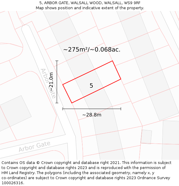 5, ARBOR GATE, WALSALL WOOD, WALSALL, WS9 9RF: Plot and title map