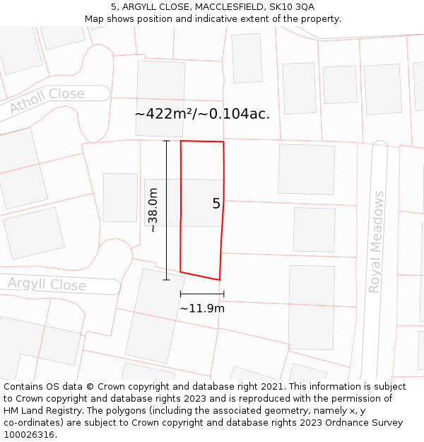 5, ARGYLL CLOSE, MACCLESFIELD, SK10 3QA: Plot and title map