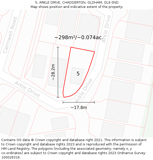 5, ARKLE DRIVE, CHADDERTON, OLDHAM, OL9 0ND: Plot and title map