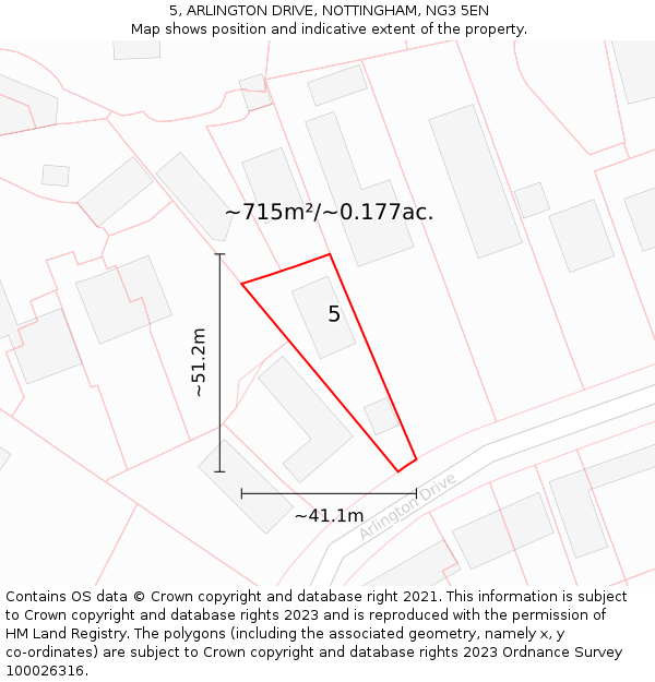 5, ARLINGTON DRIVE, NOTTINGHAM, NG3 5EN: Plot and title map