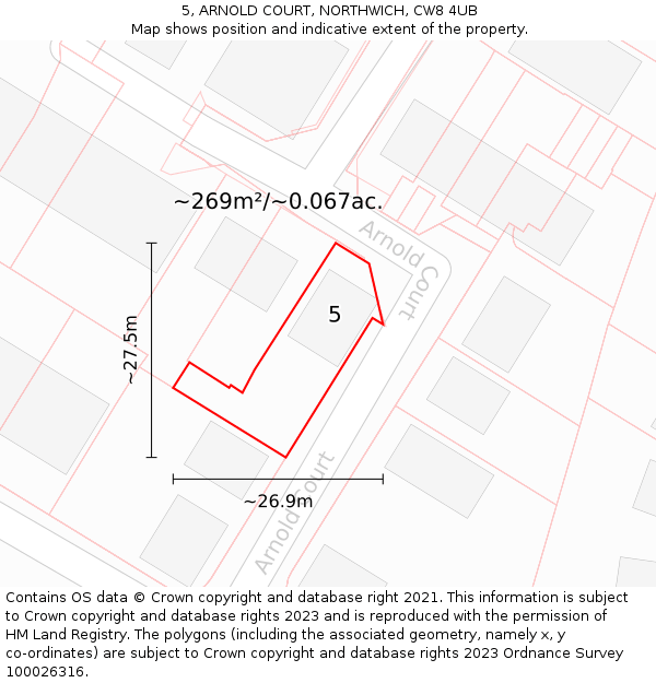 5, ARNOLD COURT, NORTHWICH, CW8 4UB: Plot and title map