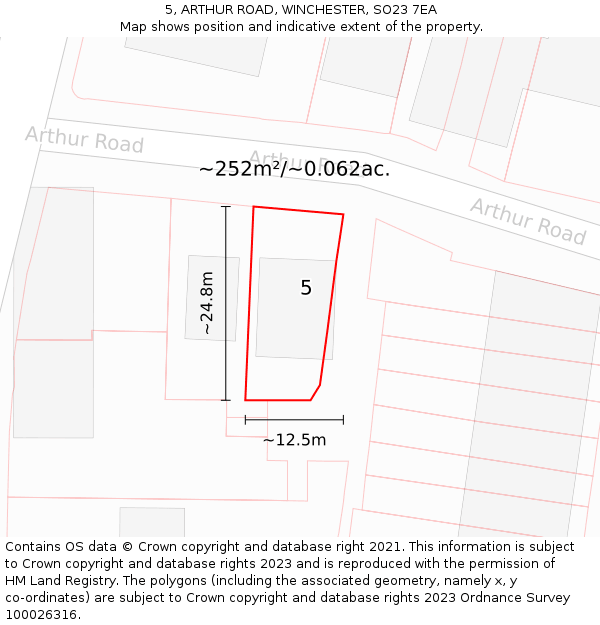 5, ARTHUR ROAD, WINCHESTER, SO23 7EA: Plot and title map