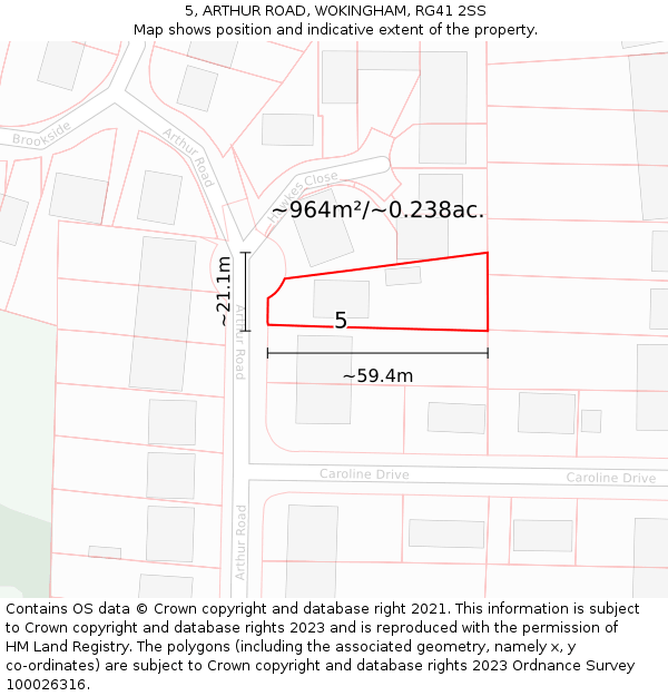 5, ARTHUR ROAD, WOKINGHAM, RG41 2SS: Plot and title map