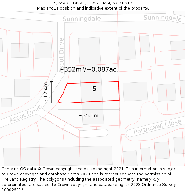 5, ASCOT DRIVE, GRANTHAM, NG31 9TB: Plot and title map