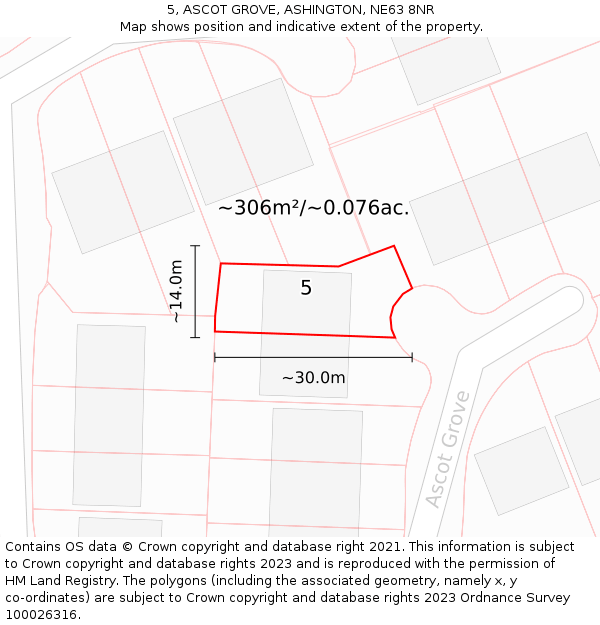 5, ASCOT GROVE, ASHINGTON, NE63 8NR: Plot and title map