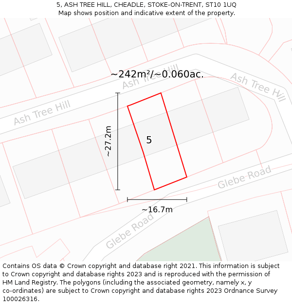 5, ASH TREE HILL, CHEADLE, STOKE-ON-TRENT, ST10 1UQ: Plot and title map